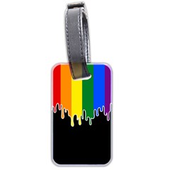 Gay Pride Flag Rainbow Drip On Black Blank Black For Designs Luggage Tag (two Sides) by VernenInk