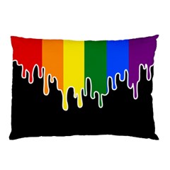 Gay Pride Flag Rainbow Drip On Black Blank Black For Designs Pillow Case (two Sides) by VernenInk