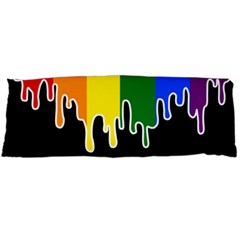 Gay Pride Flag Rainbow Drip On Black Blank Black For Designs Body Pillow Case (dakimakura) by VernenInk