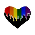 Gay Pride Flag Rainbow Drip On Black Blank Black For Designs Standard 16  Premium Heart Shape Cushions Front