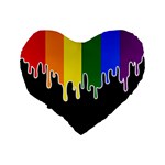 Gay Pride Flag Rainbow Drip On Black Blank Black For Designs Standard 16  Premium Heart Shape Cushions Back