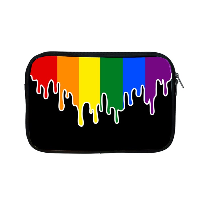 Gay Pride Flag Rainbow Drip On Black Blank Black For Designs Apple iPad Mini Zipper Cases