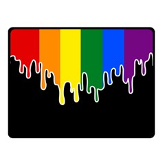 Gay Pride Flag Rainbow Drip On Black Blank Black For Designs Double Sided Fleece Blanket (small)  by VernenInk