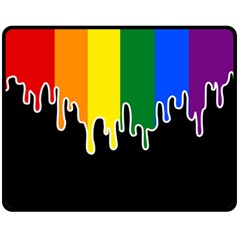 Gay Pride Flag Rainbow Drip On Black Blank Black For Designs Double Sided Fleece Blanket (medium)  by VernenInk