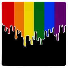 Gay Pride Flag Rainbow Drip On Black Blank Black For Designs Uv Print Square Tile Coaster 