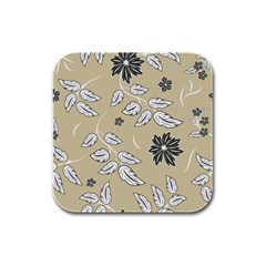 Folk Flowers Print Floral Pattern Ethnic Art Rubber Square Coaster (4 Pack) by Eskimos