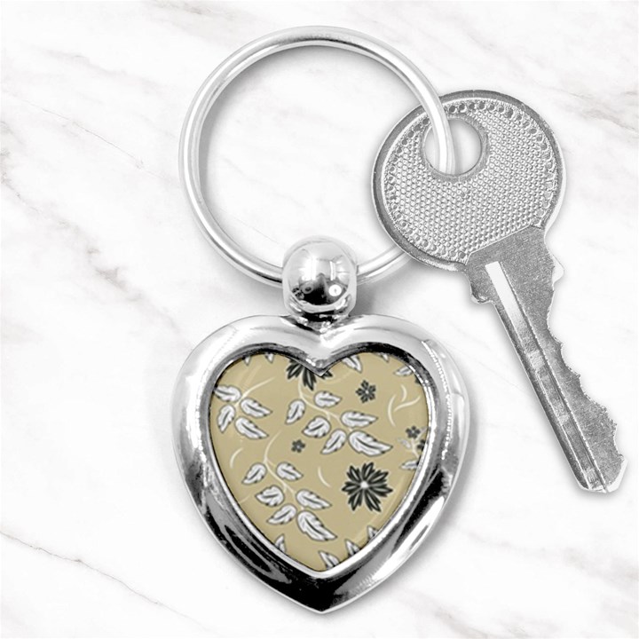 Folk flowers print Floral pattern Ethnic art Key Chain (Heart)