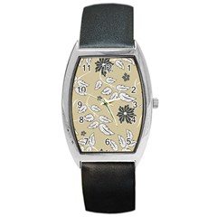 Folk Flowers Print Floral Pattern Ethnic Art Barrel Style Metal Watch by Eskimos