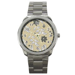 Folk Flowers Print Floral Pattern Ethnic Art Sport Metal Watch by Eskimos