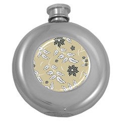 Folk Flowers Print Floral Pattern Ethnic Art Round Hip Flask (5 Oz) by Eskimos