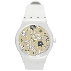 Folk Flowers Print Floral Pattern Ethnic Art Round Plastic Sport Watch (m) by Eskimos