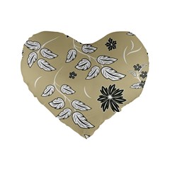 Folk Flowers Print Floral Pattern Ethnic Art Standard 16  Premium Heart Shape Cushions by Eskimos