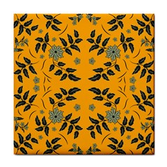 Floral Folk Damask Pattern Fantasy Flowers Floral Geometric Fantasy Tile Coaster by Eskimos