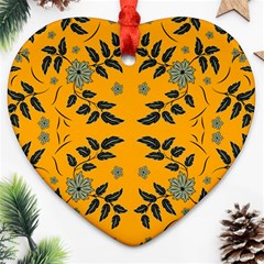 Floral Folk Damask Pattern Fantasy Flowers Floral Geometric Fantasy Ornament (heart) by Eskimos