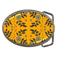 Floral Folk Damask Pattern Fantasy Flowers Floral Geometric Fantasy Belt Buckles by Eskimos