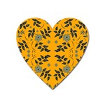 Floral folk damask pattern Fantasy flowers Floral geometric fantasy Heart Magnet Front