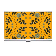 Floral Folk Damask Pattern Fantasy Flowers Floral Geometric Fantasy Business Card Holder by Eskimos