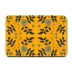 Floral Folk Damask Pattern Fantasy Flowers Floral Geometric Fantasy Small Doormat  by Eskimos