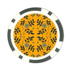 Floral Folk Damask Pattern Fantasy Flowers Floral Geometric Fantasy Poker Chip Card Guard by Eskimos