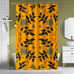 Floral Folk Damask Pattern Fantasy Flowers Floral Geometric Fantasy Shower Curtain 48  X 72  (small)  by Eskimos