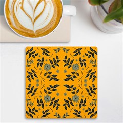 Floral Folk Damask Pattern Fantasy Flowers Floral Geometric Fantasy Uv Print Square Tile Coaster  by Eskimos