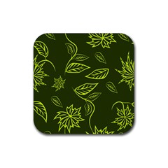 Folk flowers print Floral pattern Ethnic art Rubber Coaster (Square)