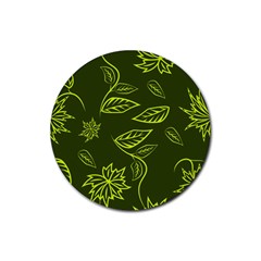 Folk flowers print Floral pattern Ethnic art Rubber Coaster (Round)