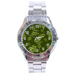 Folk flowers print Floral pattern Ethnic art Stainless Steel Analogue Watch