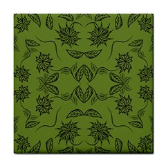 Floral Folk Damask Pattern Fantasy Flowers Floral Geometric Fantasy Tile Coaster by Eskimos