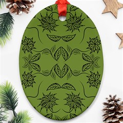 Floral Folk Damask Pattern Fantasy Flowers Floral Geometric Fantasy Ornament (oval) by Eskimos