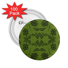 Floral Folk Damask Pattern Fantasy Flowers Floral Geometric Fantasy 2 25  Buttons (100 Pack)  by Eskimos