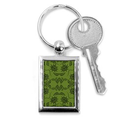 Floral Folk Damask Pattern Fantasy Flowers Floral Geometric Fantasy Key Chain (rectangle) by Eskimos