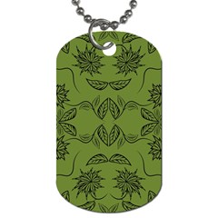 Floral Folk Damask Pattern Fantasy Flowers Floral Geometric Fantasy Dog Tag (two Sides) by Eskimos