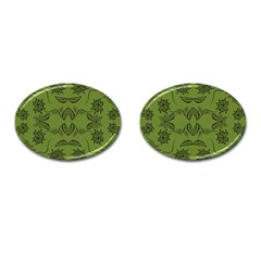 Floral Folk Damask Pattern Fantasy Flowers Floral Geometric Fantasy Cufflinks (oval) by Eskimos