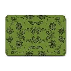 Floral Folk Damask Pattern Fantasy Flowers Floral Geometric Fantasy Small Doormat  by Eskimos