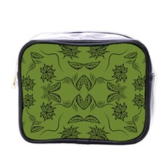 Floral Folk Damask Pattern Fantasy Flowers Floral Geometric Fantasy Mini Toiletries Bag (one Side) by Eskimos