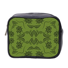 Floral Folk Damask Pattern Fantasy Flowers Floral Geometric Fantasy Mini Toiletries Bag (two Sides) by Eskimos