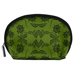 Floral Folk Damask Pattern Fantasy Flowers Floral Geometric Fantasy Accessory Pouch (large) by Eskimos