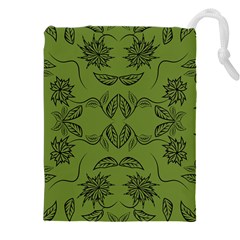 Floral Folk Damask Pattern Fantasy Flowers Floral Geometric Fantasy Drawstring Pouch (4xl) by Eskimos