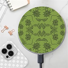 Floral Folk Damask Pattern Fantasy Flowers Floral Geometric Fantasy Wireless Charger by Eskimos