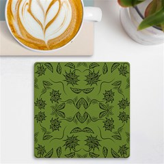 Floral Folk Damask Pattern Fantasy Flowers Floral Geometric Fantasy Uv Print Square Tile Coaster  by Eskimos