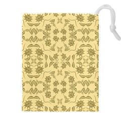 Floral Folk Damask Pattern Fantasy Flowers Floral Geometric Fantasy Drawstring Pouch (4xl) by Eskimos