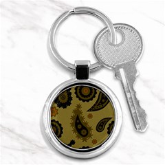 Floral Pattern Paisley Style Paisley Print  Doodle Background Key Chain (round) by Eskimos