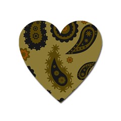 Floral Pattern Paisley Style Paisley Print  Doodle Background Heart Magnet by Eskimos