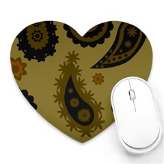 Floral Pattern Paisley Style Paisley Print  Doodle Background Heart Mousepads by Eskimos