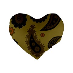 Floral Pattern Paisley Style Paisley Print  Doodle Background Standard 16  Premium Heart Shape Cushions