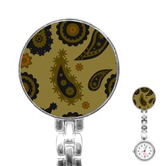 Floral Pattern Paisley Style Paisley Print  Doodle Background Stainless Steel Nurses Watch by Eskimos