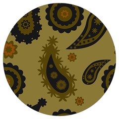 Floral Pattern Paisley Style Paisley Print  Doodle Background Round Trivet by Eskimos