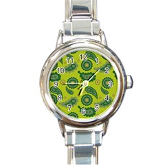 Floral Pattern Paisley Style Paisley Print  Doodle Background Round Italian Charm Watch by Eskimos