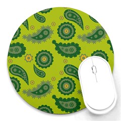 Floral Pattern Paisley Style Paisley Print  Doodle Background Round Mousepads by Eskimos